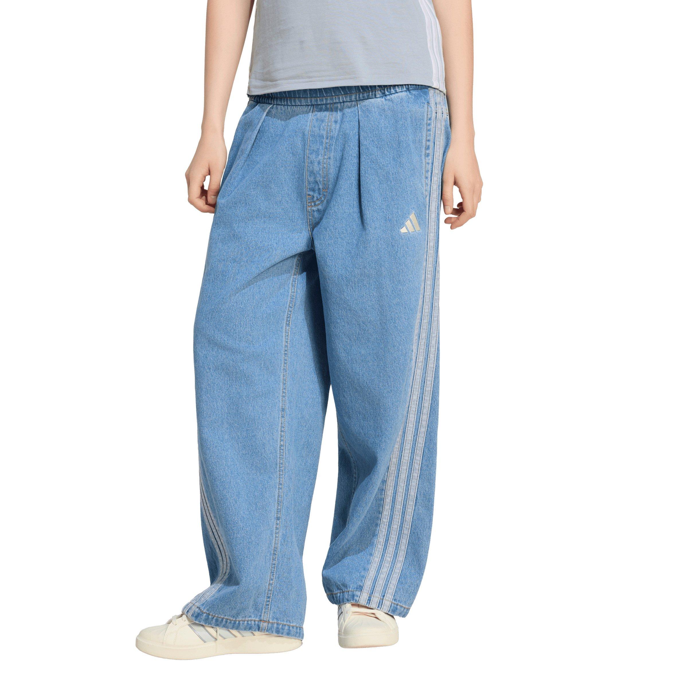 adidas Women's Stadium Light Washed Denim Loose Fit Pants - Lt Blue - LT BLUE